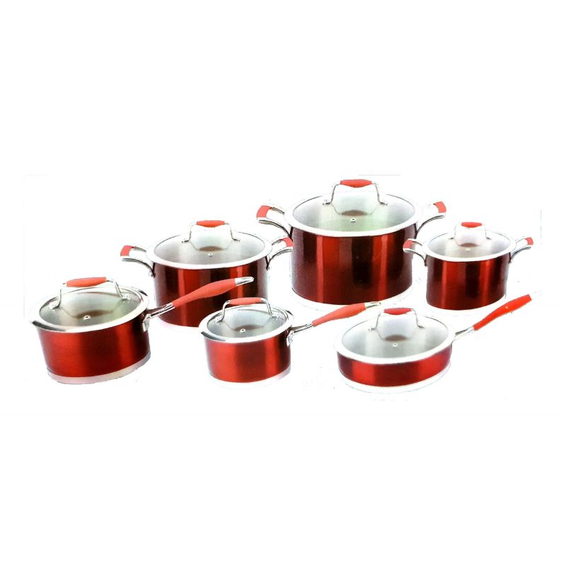 9pcs Red Cookware Set