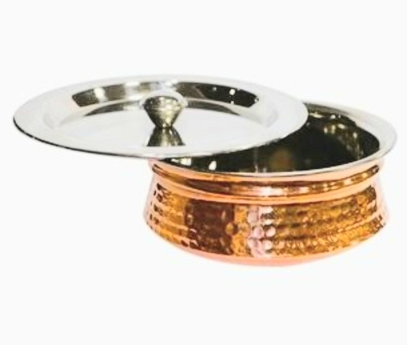 Copper Handi Bowl with Steel Lid-Medium