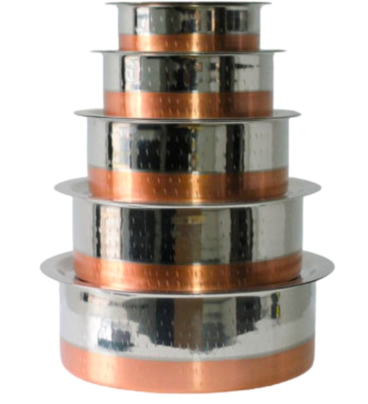 Stainless Steel Shallow Cookware with Copper Bottom-10 Piece (Fish Pot)