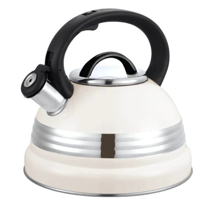 Stove Top Kettle 3 Litre Non-Electric (Induction) with Whistle-White