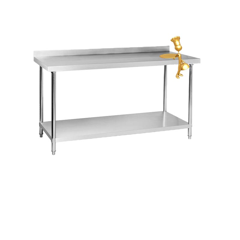 Stainless steel table+Backsplash+Undershelf+Stainless steel legs 2000mm