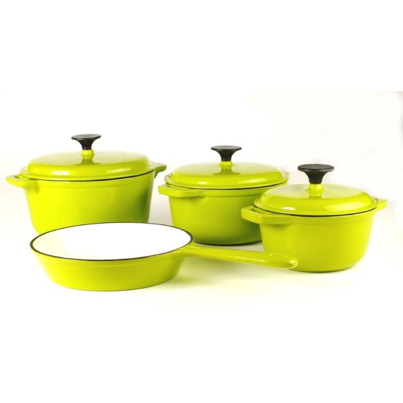 Cookware Set Cast Iron Green -7 Piece