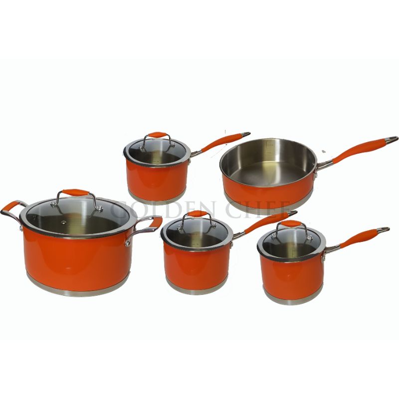 9pcs Orange Cookware Set