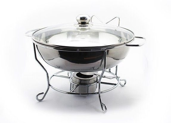 Chafing Dish Round Glass Lid Wire Design Silver – 6 Litre